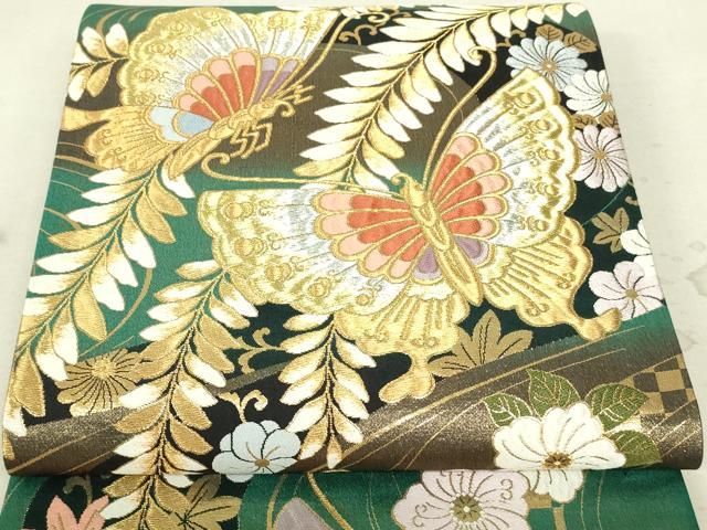 平和屋着物□六通柄袋帯 花蝶文 金糸 正絹 逸品 DAAL0699sf - メルカリ