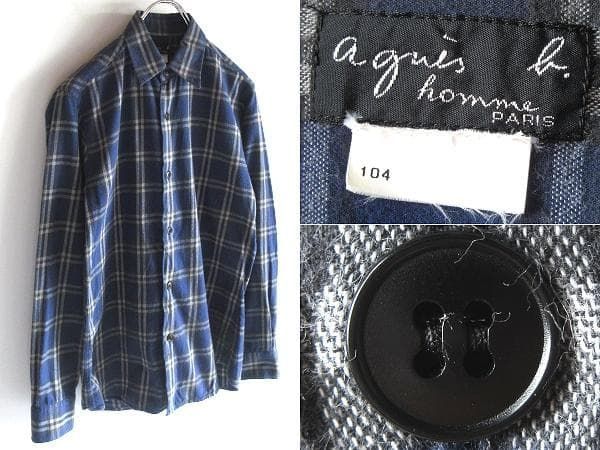 希少 90sビンテージ agnes b. homme アニエスベーオム チェックシャツ