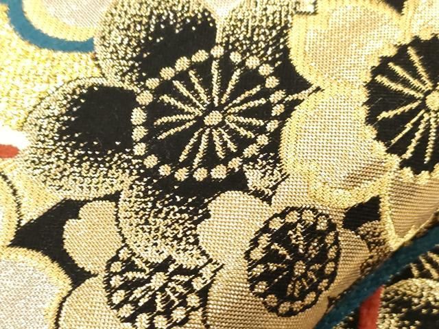 平和屋着物▽六通柄袋帯 彩尽詩 桧扇花文 金銀糸 正絹 逸品 CABC8545dy