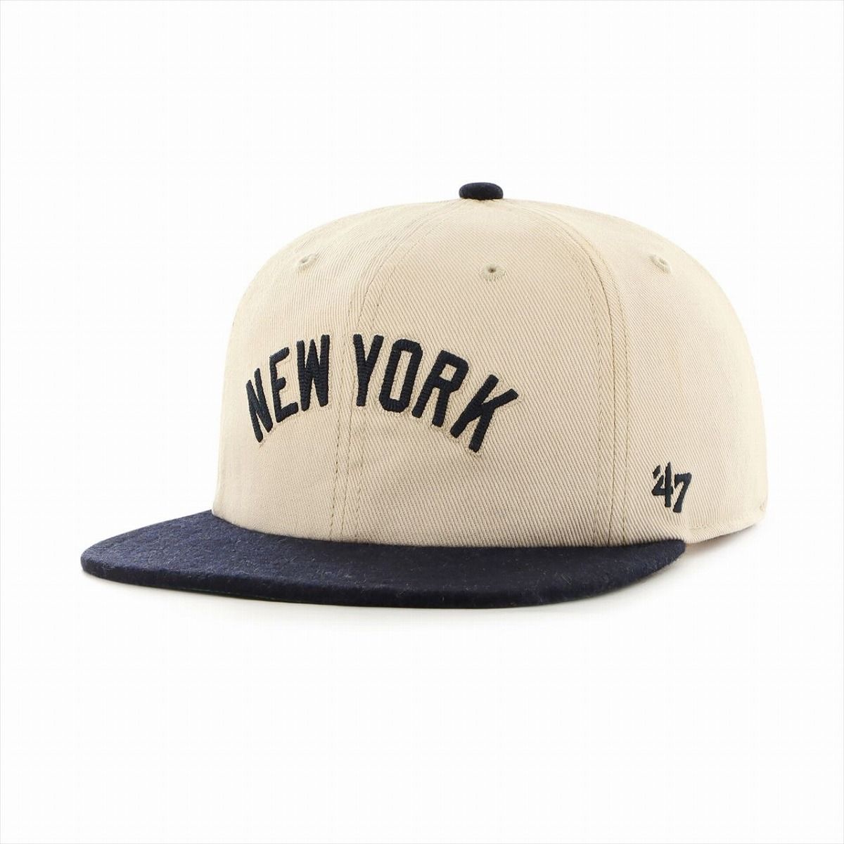 47 Cap Snapback New York Yankees Forty Seven Brand Reprint YANKEES FILEDSTONE Captain RL Sandstone x Navy Navy Embroidery [MB]