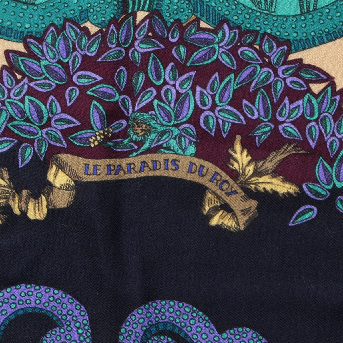 エルメス カシミヤ×シルク カレジェアン 140 LE PARADIS DU ROY 王の