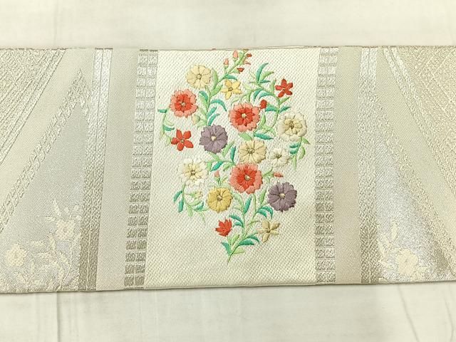 平和屋着物＊夏物　九寸名古屋帯　花菱文　正絹　逸品　DABC8939cm 平和屋着物＊夏物 九寸名古屋帯 花菱文 正絹 逸品 DABC8939cm 【公式通販】