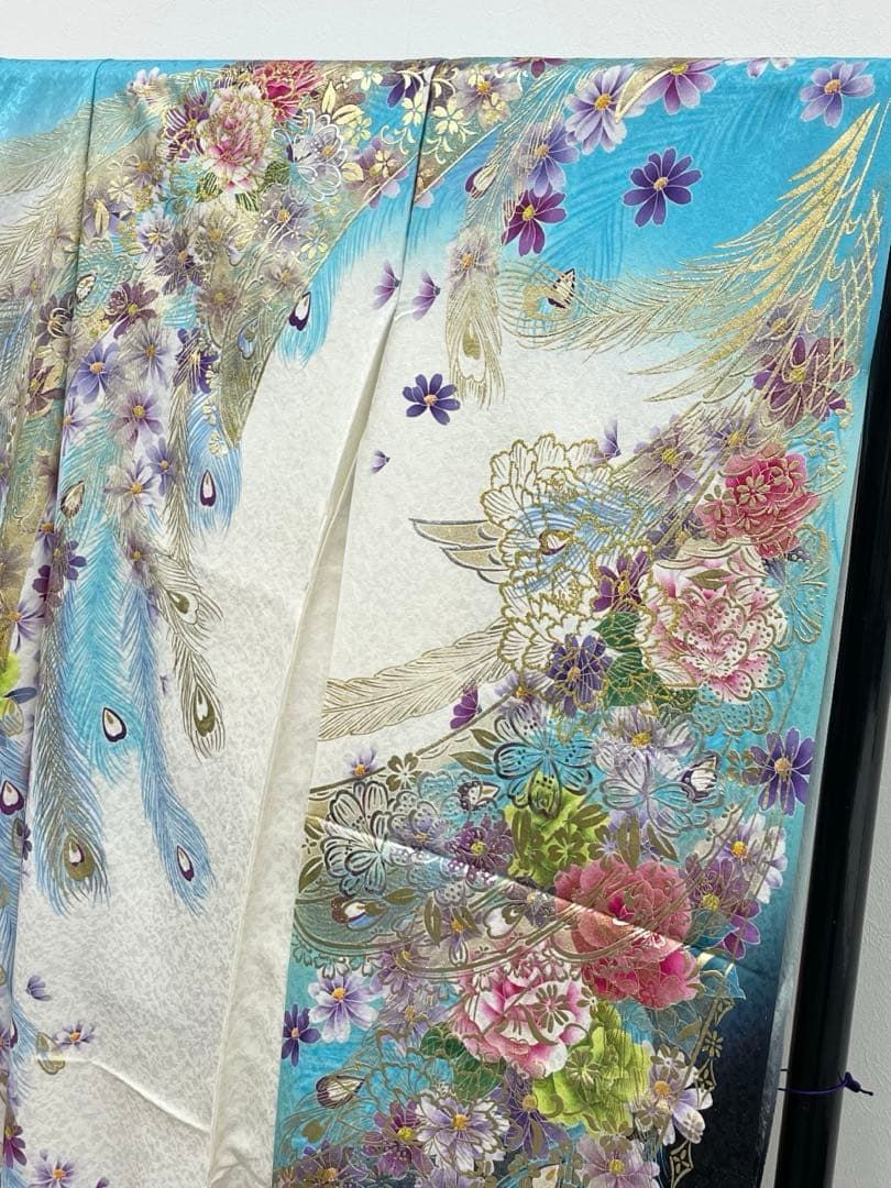 振袖 仮絵羽 舞台衣装 京友禅 金彩 正絹 未仕立て品 八掛付き MOK909