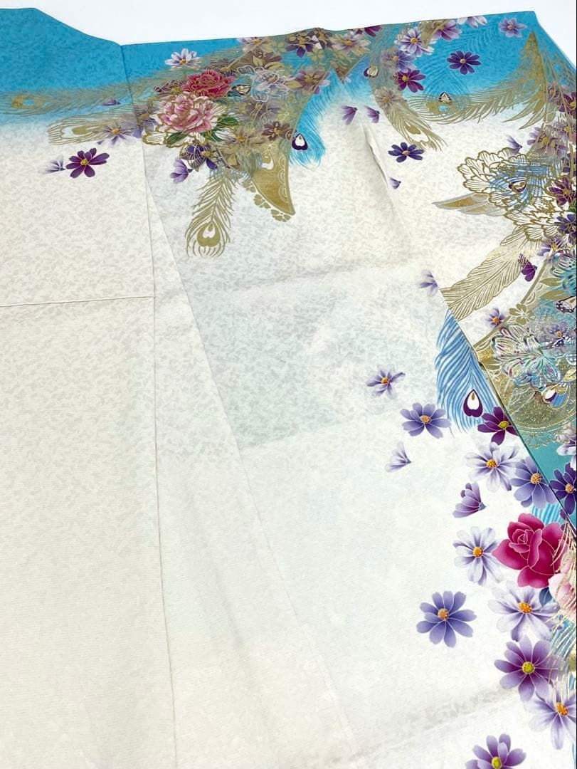 振袖 仮絵羽 舞台衣装 京友禅 金彩 正絹 未仕立て品 八掛付き MOK909