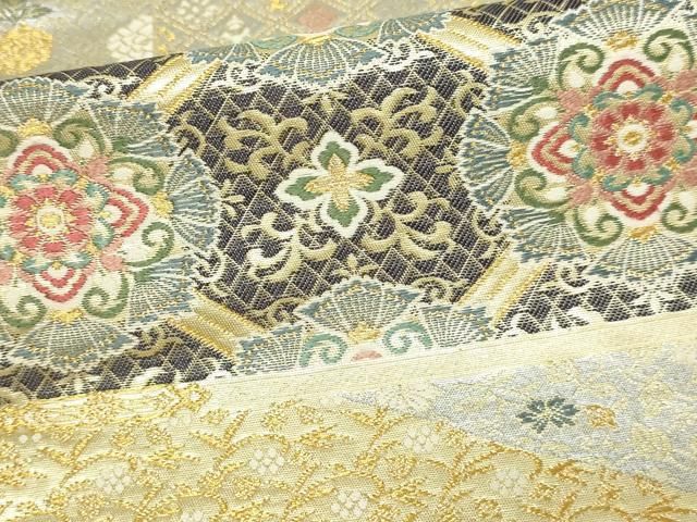 平和屋本店▽六通柄袋帯 華縮錦 正倉院花文 本金箔 正絹 逸品