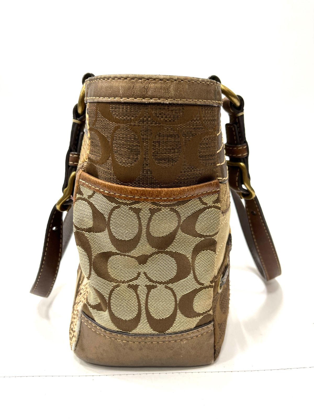 COACH コーチ トートバッグ パッチワーク 豹柄 キャンバスレザー 12902