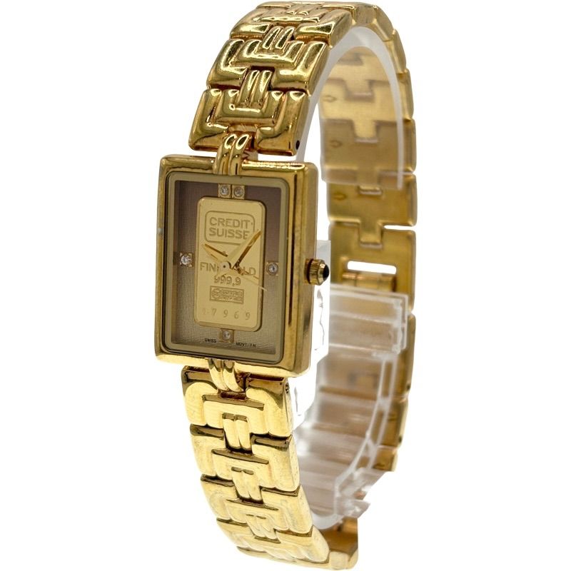 エルジンELGIN クォーツ 24Kインゴット1g gold bar 5Pダイヤモンド