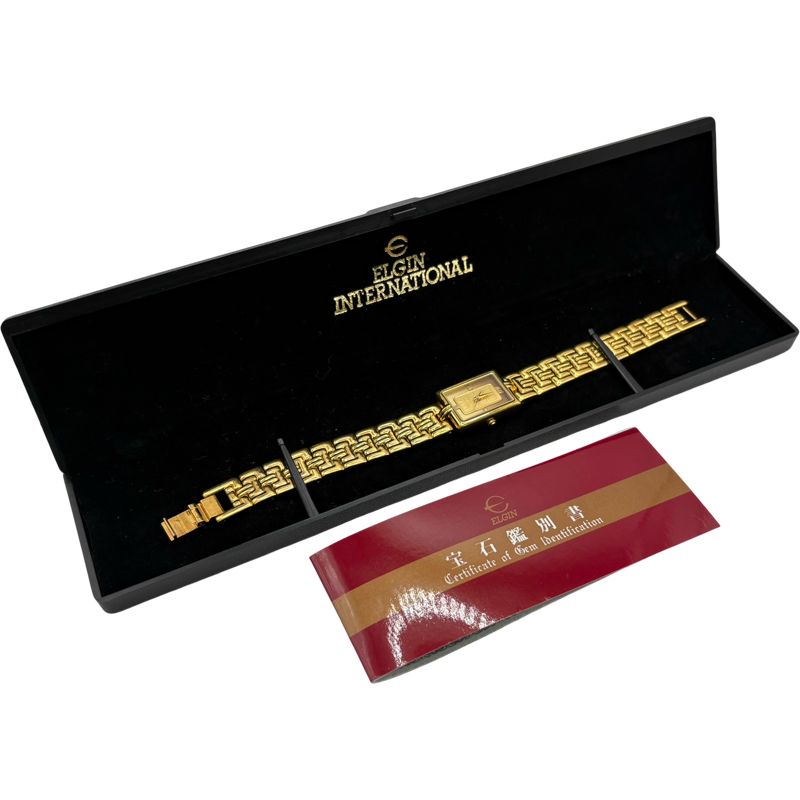 エルジンELGIN クォーツ 24Kインゴット1g gold bar 5Pダイヤモンド