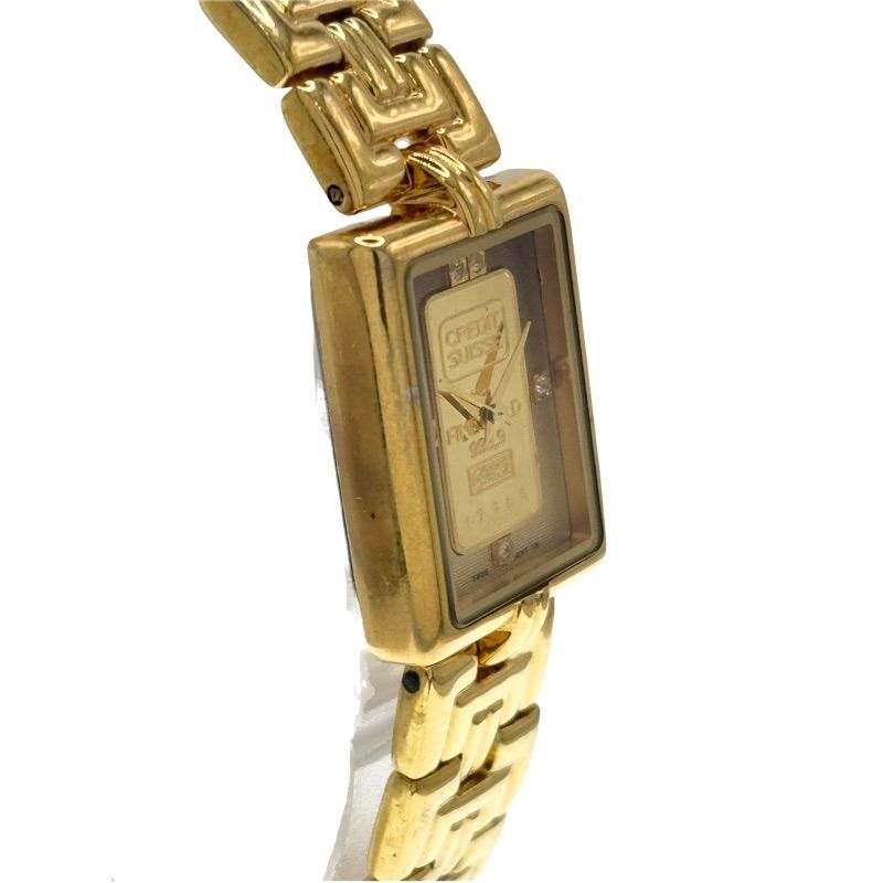 エルジンELGIN クォーツ 24Kインゴット1g gold bar 5Pダイヤモンド