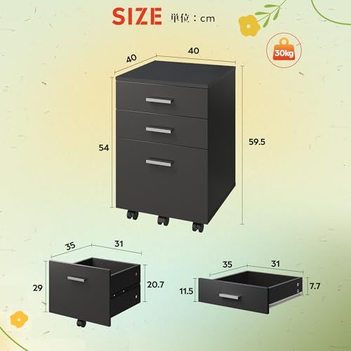 DEVAISE デスクワゴン サイドワゴン キャビネット オフィスワゴン 袖机