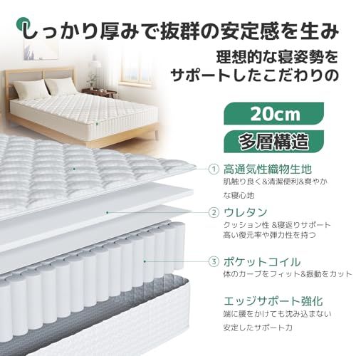 VIGOR】Novilla マットレス ダブル やや硬め 厚さ20cm 硬さ180N 独自