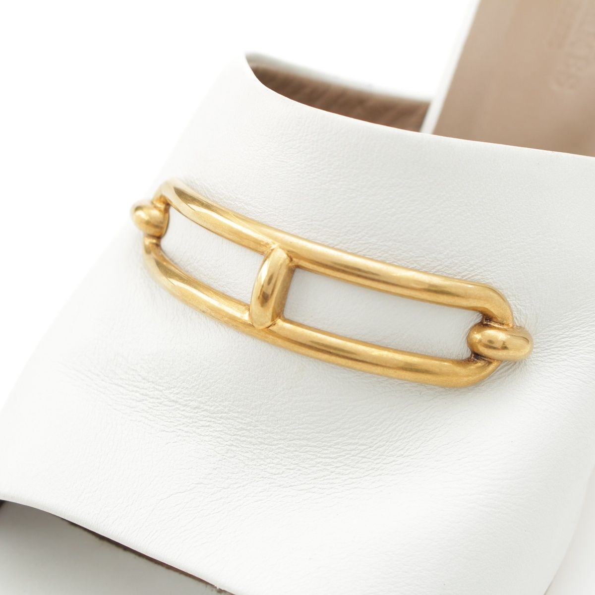 エルメス レザー カミラ オープントゥ サンダル シューズ ホワイト 38