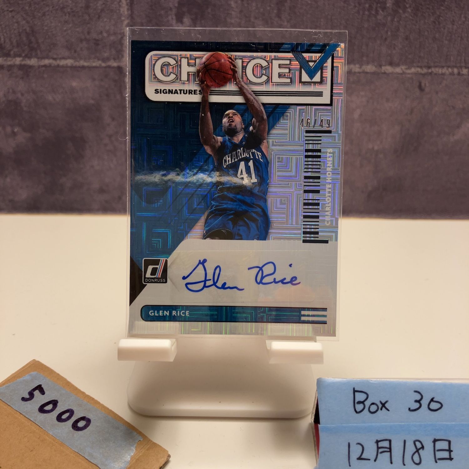 2020-21 Panini Donruss Glen Rice 46/49 直筆サインカード Charlotte