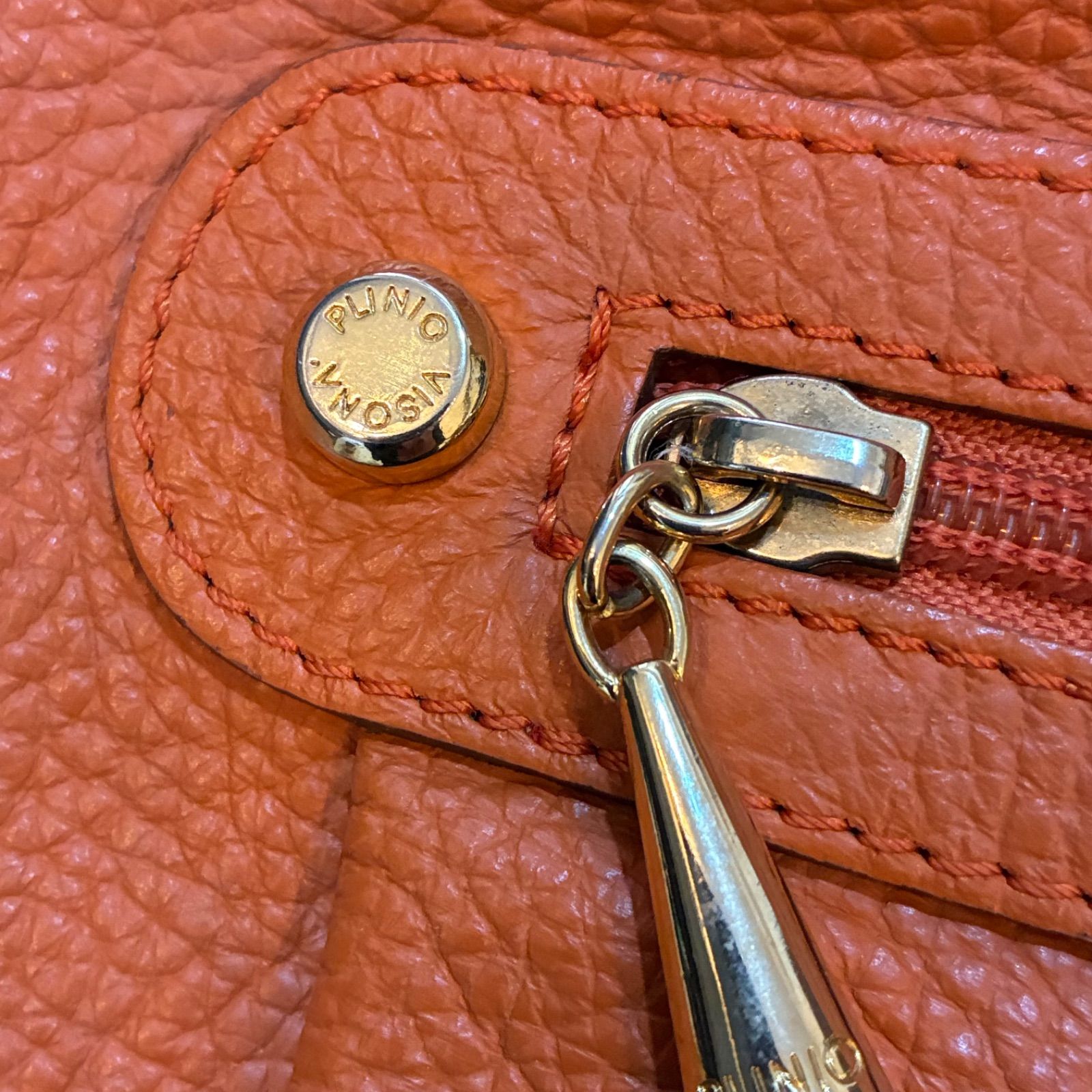 PLINIO VISONA プリニオヴィソナ レザーショルダーバッグ オレンジ 