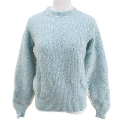 アキラナカ AKIRA NAKA ダルメシアン柄 長袖 ニット セーター 38 水色