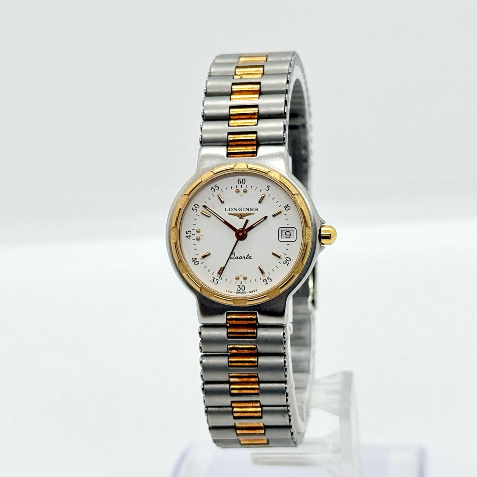 LONGINES ロンジン コンクエスト ホワイト QZ レディース お魚 腕時計