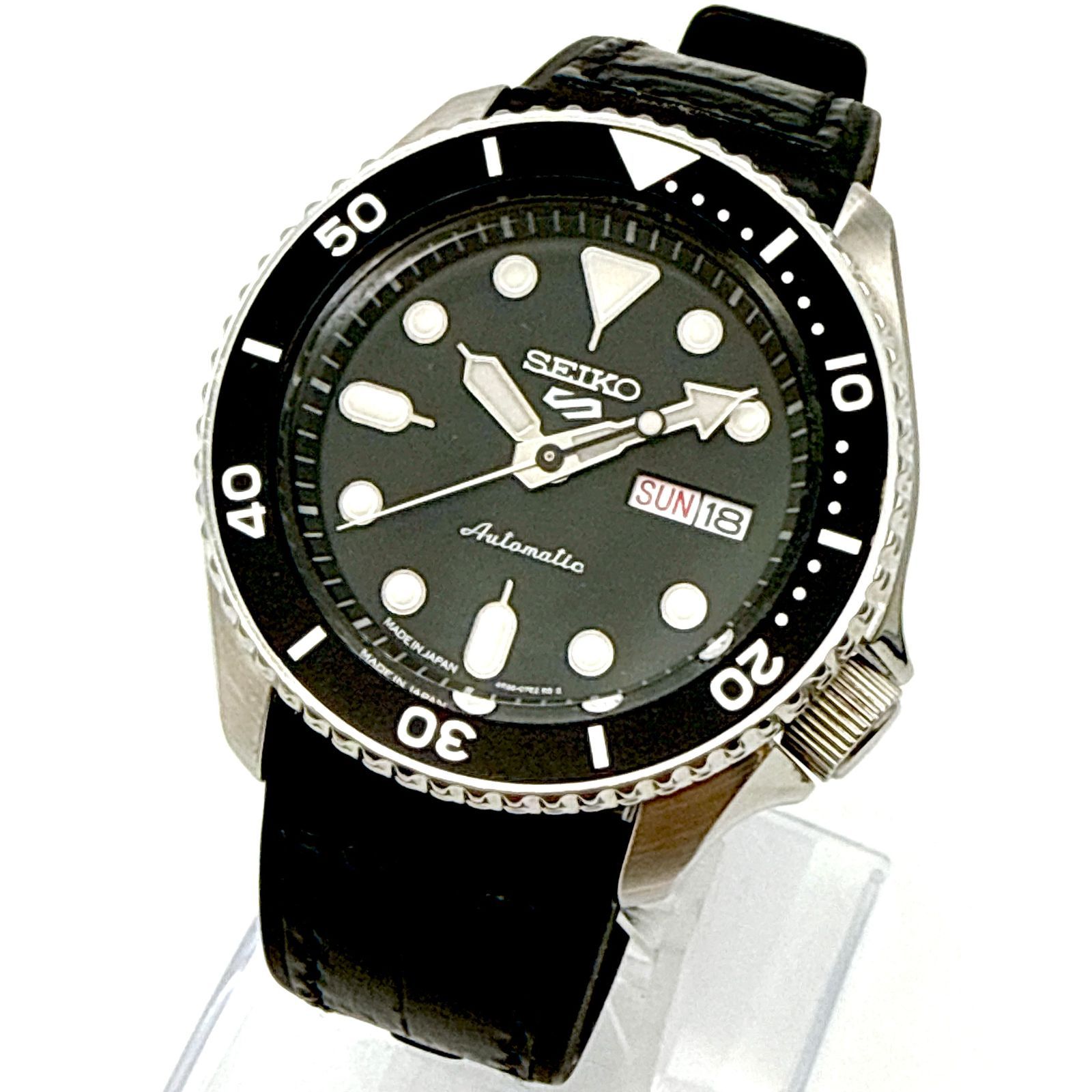 B123【美品】 SEIKO セイコー 5スポーツ ブラックベゼル ブラック 
