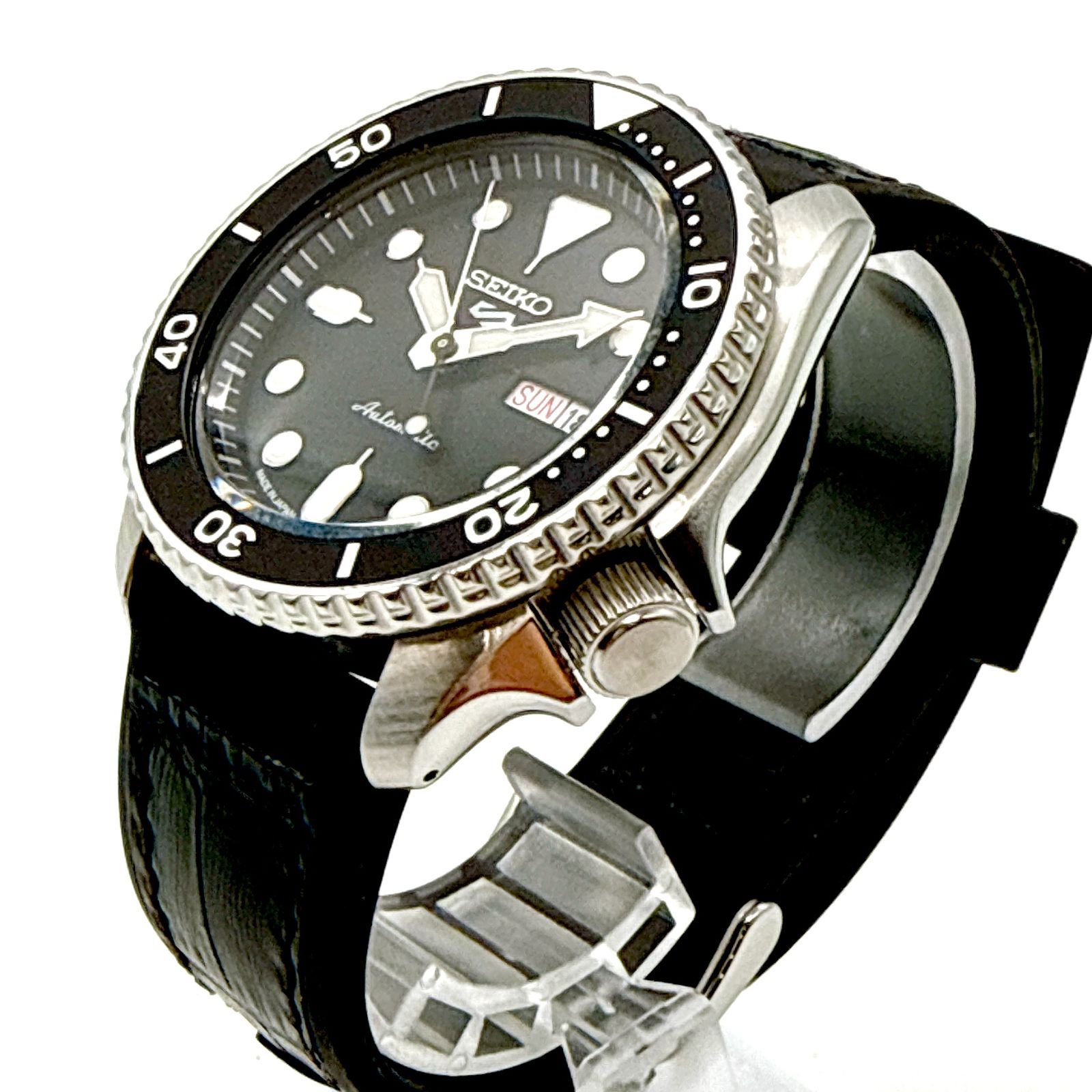 B123【美品】 SEIKO セイコー 5スポーツ ブラックベゼル ブラック 