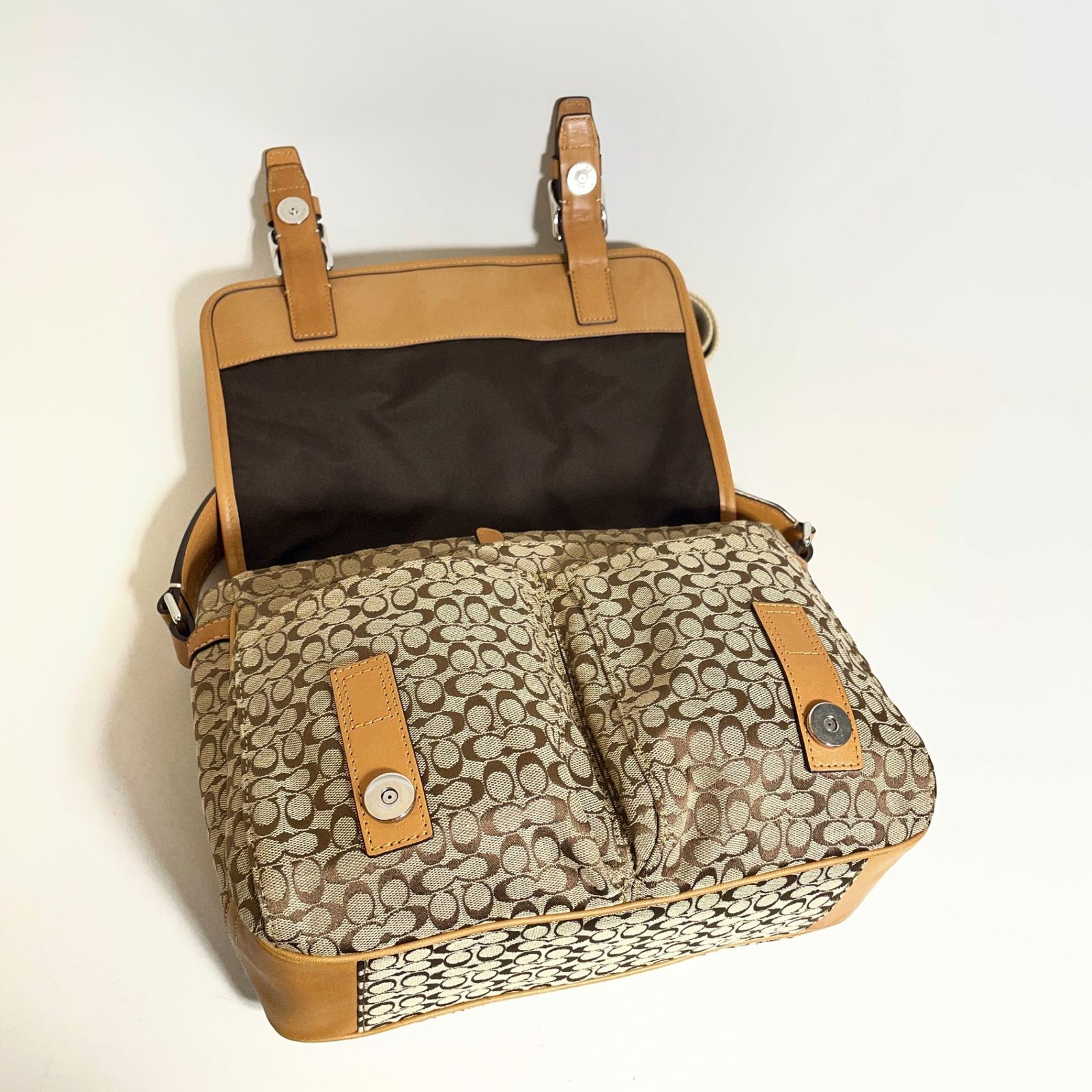 2511-267｜美品｜コーチ ミニシグネチャー ショルダーバッグ ブラウン 