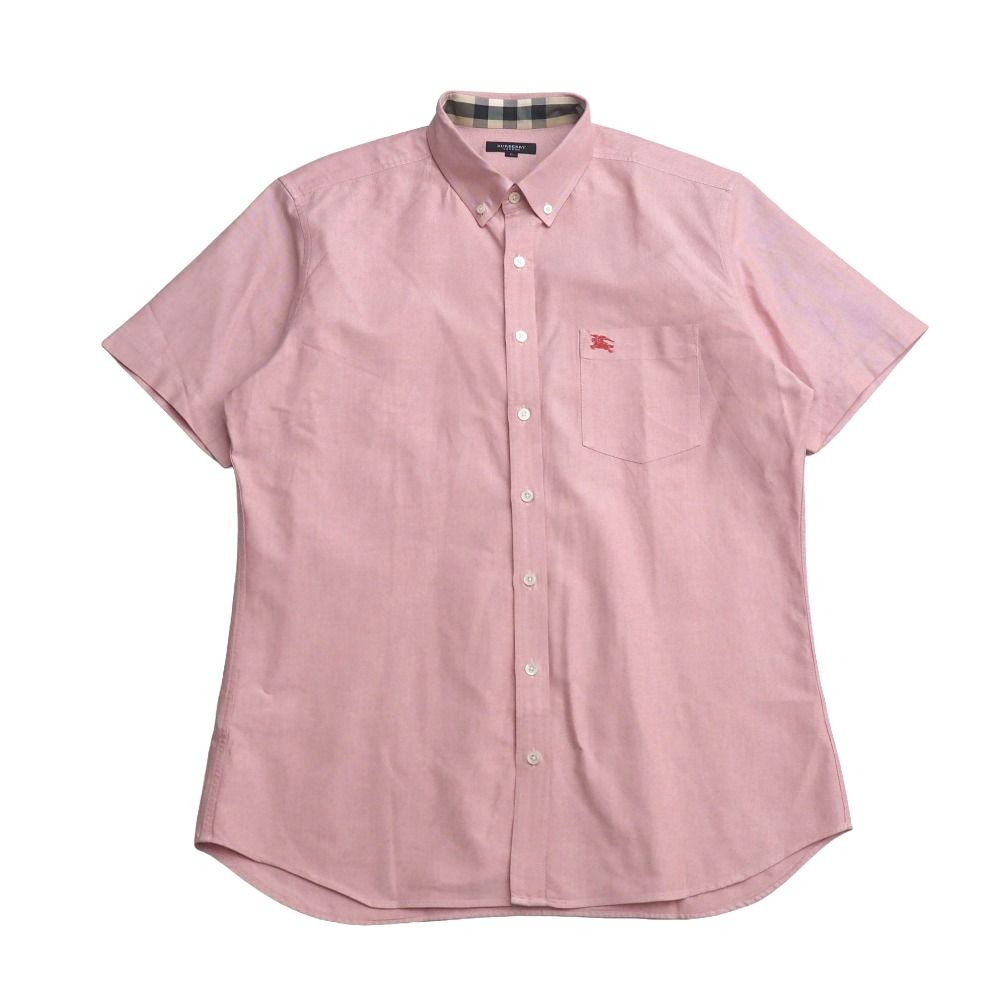 BURBERRY バーバリー 半袖シャツ サイズL ロゴ刺繍 ボタンダウン
