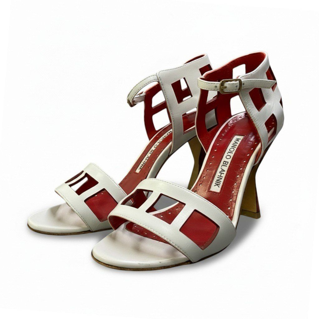 1b23 MANOLO BLAHNIK マノロブラニク アンクルベルト ヒールサンダル