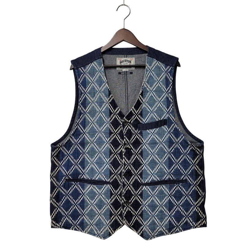 中古品】HOUSTON ヒューストン 藍染め刺し子 ベスト トップス 【145