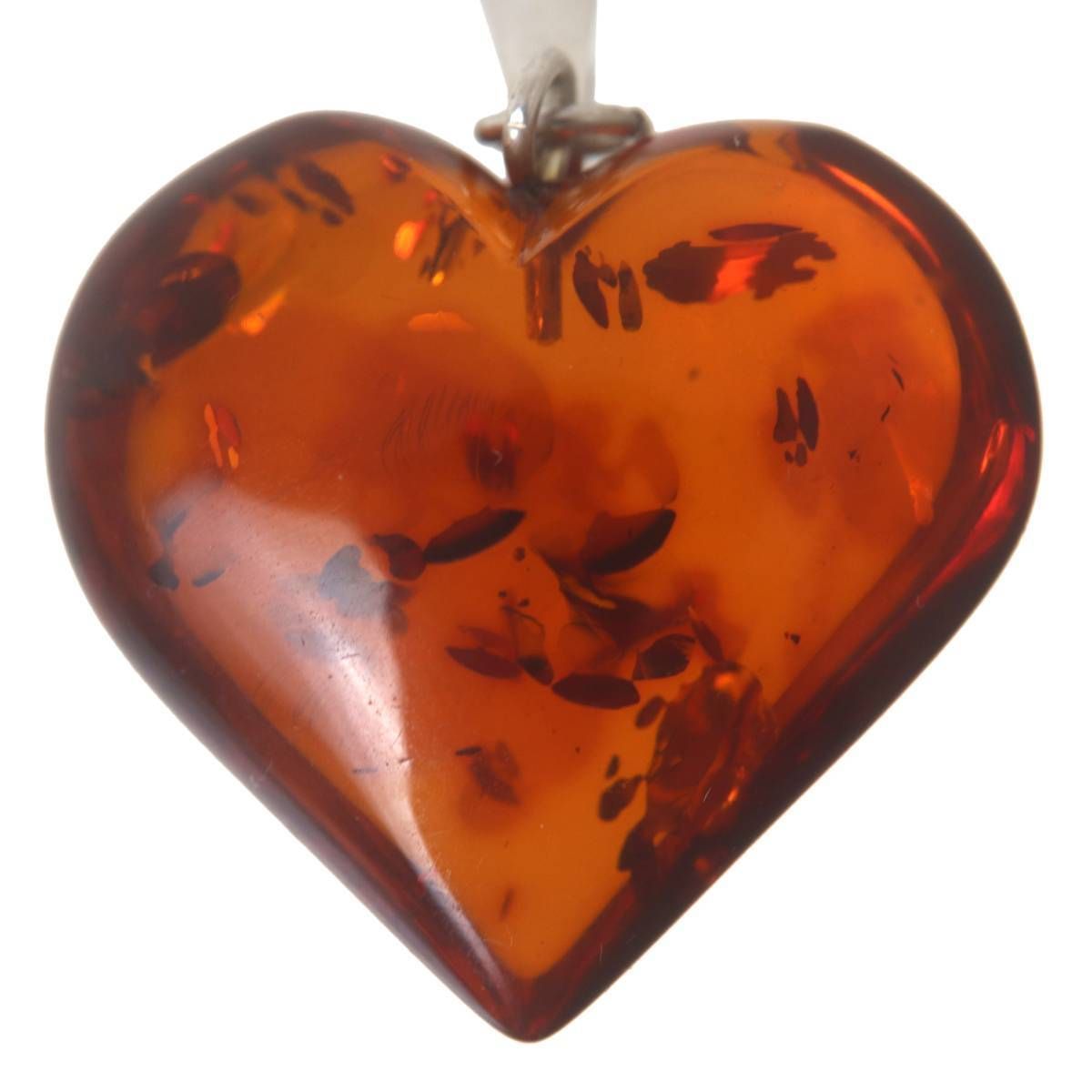 ハート型 琥珀 ペンダントトップ 琥珀(コパル)×Sv925 全長40mm