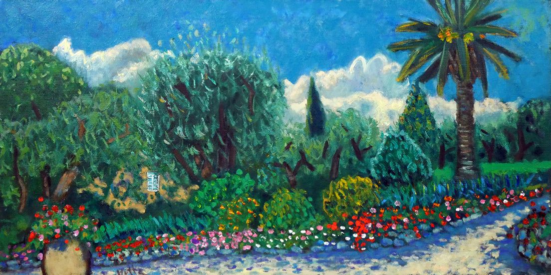 堀田 高「花の庭（南仏カーニュにて）」油絵特寸30号 「一枚の繪」人気