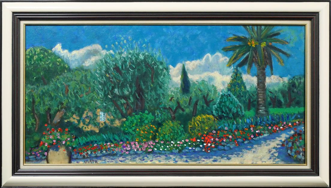 堀田 高「花の庭（南仏カーニュにて）」油絵特寸30号 「一枚の繪」人気