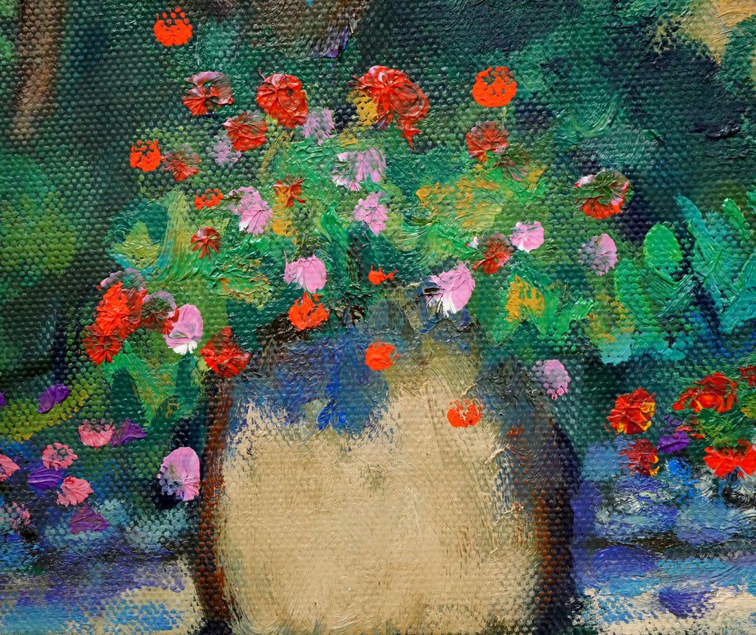 堀田 高「花の庭（南仏カーニュにて）」油絵特寸30号 「一枚の繪」人気