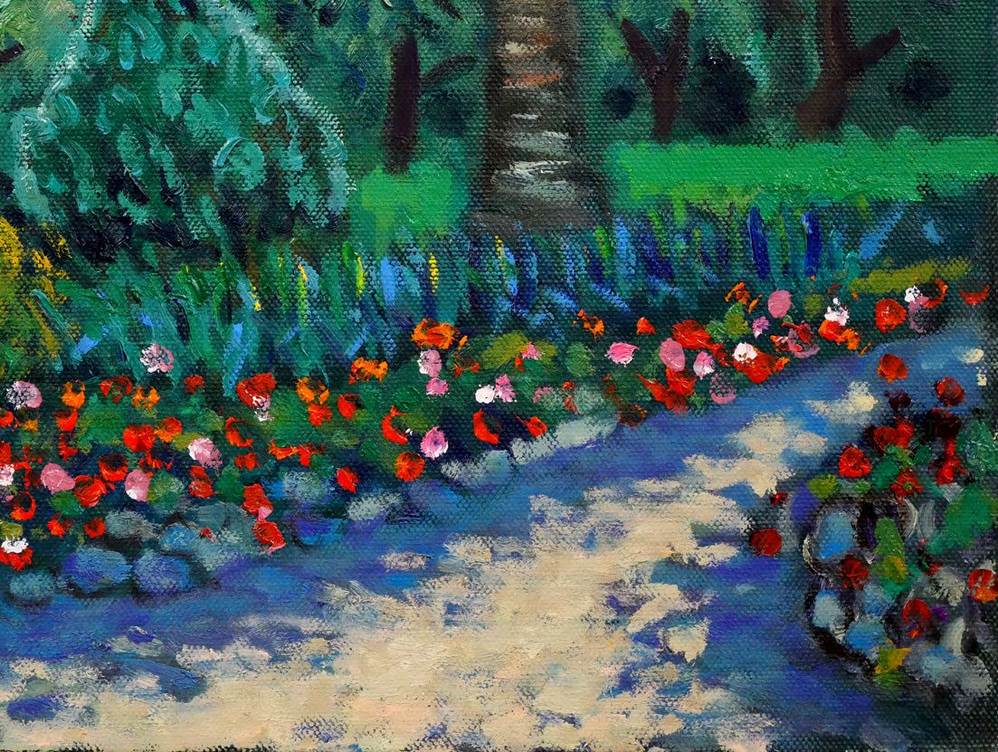 堀田 高「花の庭（南仏カーニュにて）」油絵特寸30号 「一枚の繪」人気