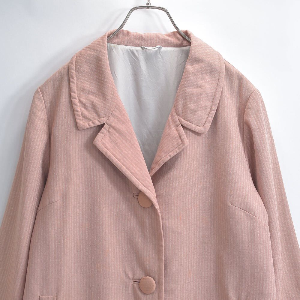 80s Japan Vintage 道中着 シルク調 ストライプ デザイン ミドル丈 