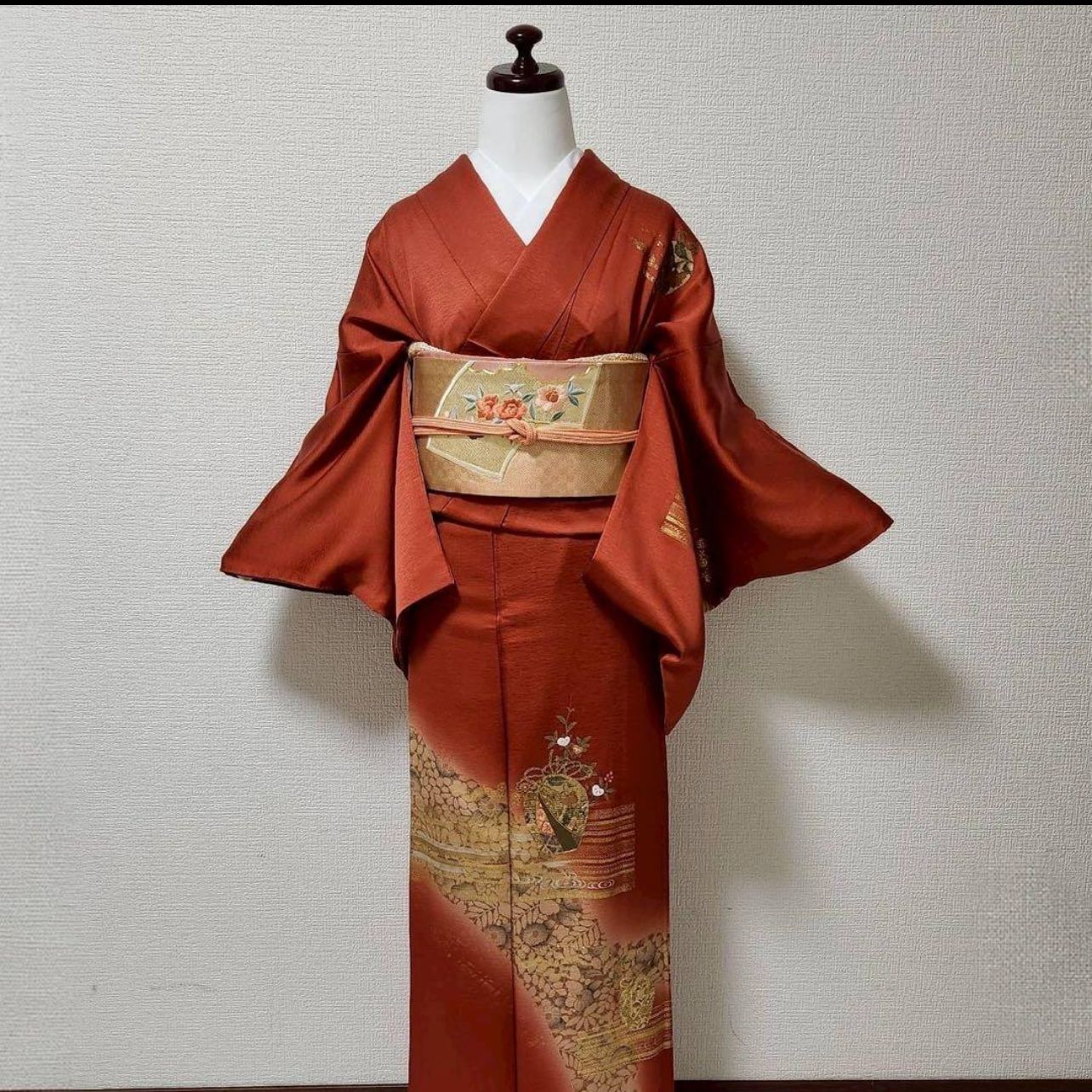 袷 正絹 訪問着 フルセット 4点 卒業式 入学式 結婚式 M〜L カ②-6