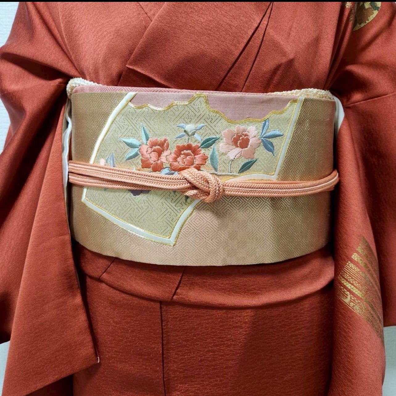 袷 正絹 訪問着 フルセット 4点 卒業式 入学式 結婚式 M〜L カ②-6