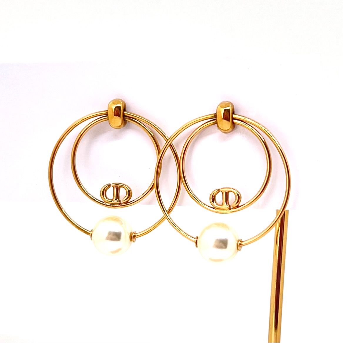 DIOR クリスチャンディオール サークル CD ロゴ フープ ピアス 