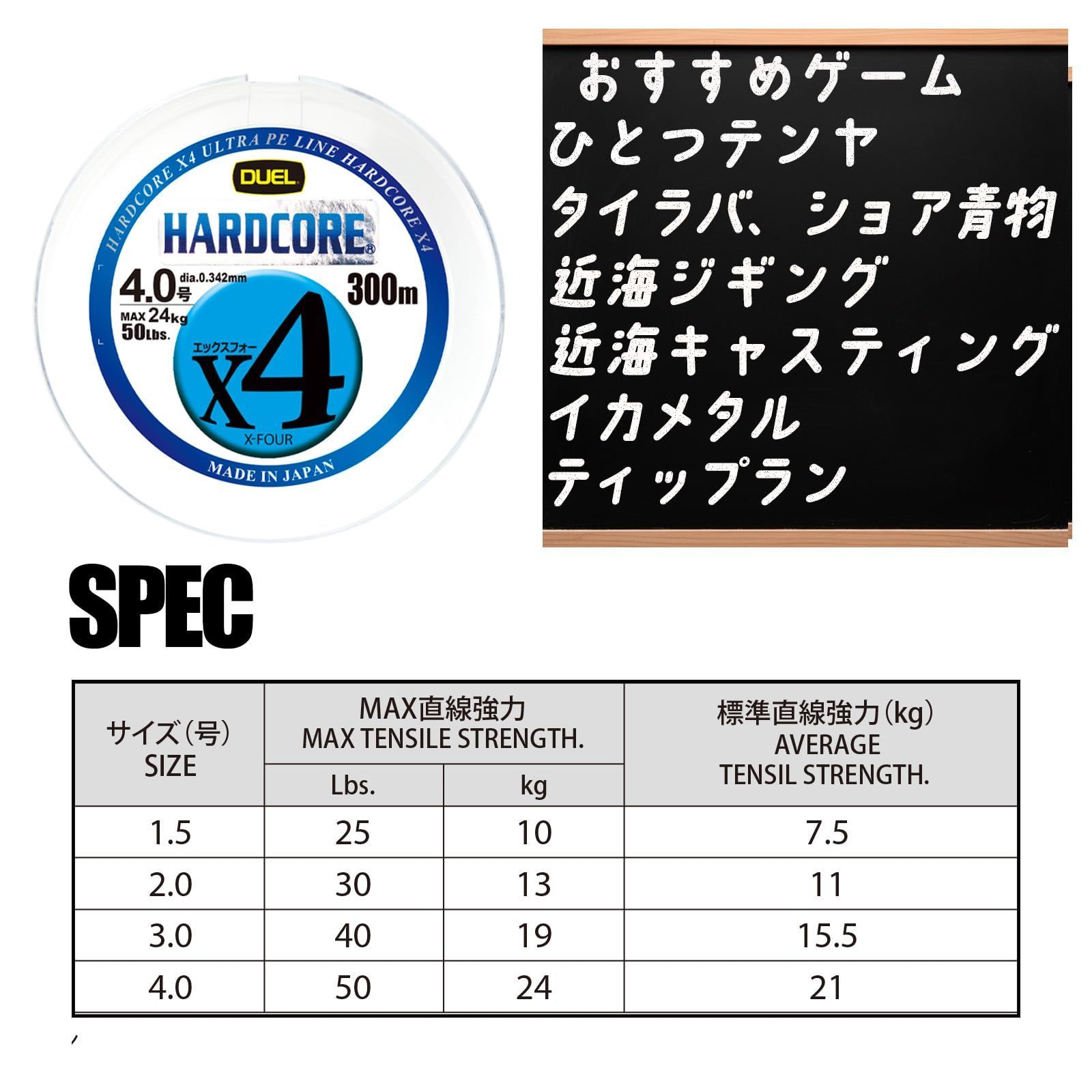 人気商品】DUEL (デュエル) PEライン 釣り糸 HARDCORE X4 【 ライン