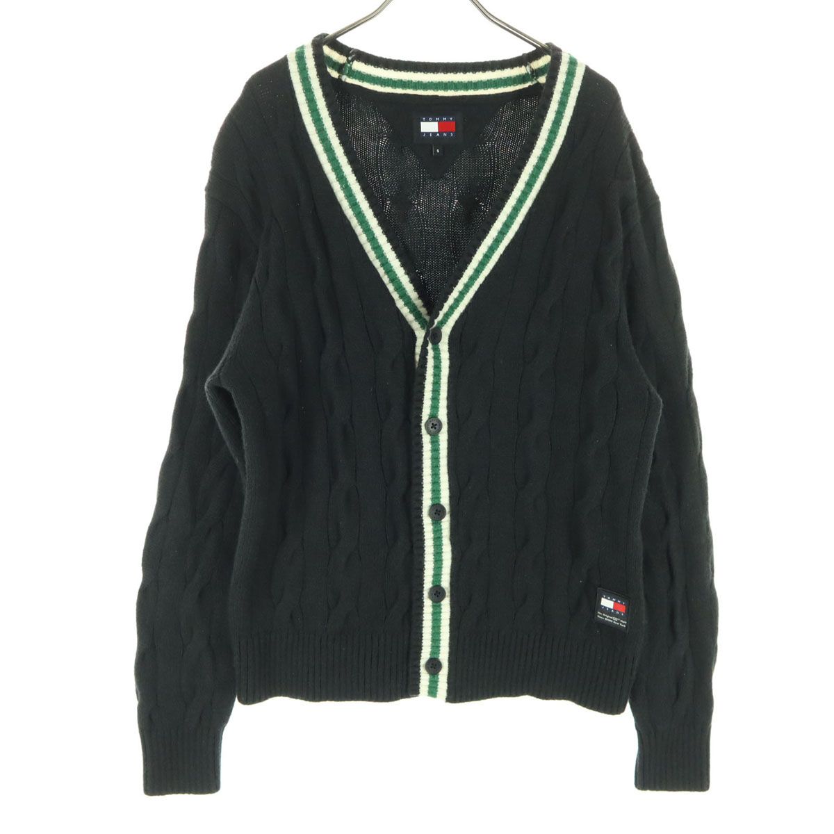 TOMMY JEANS トミージーンズ ウール混 ワンポイントロゴ 長袖 ケーブル 