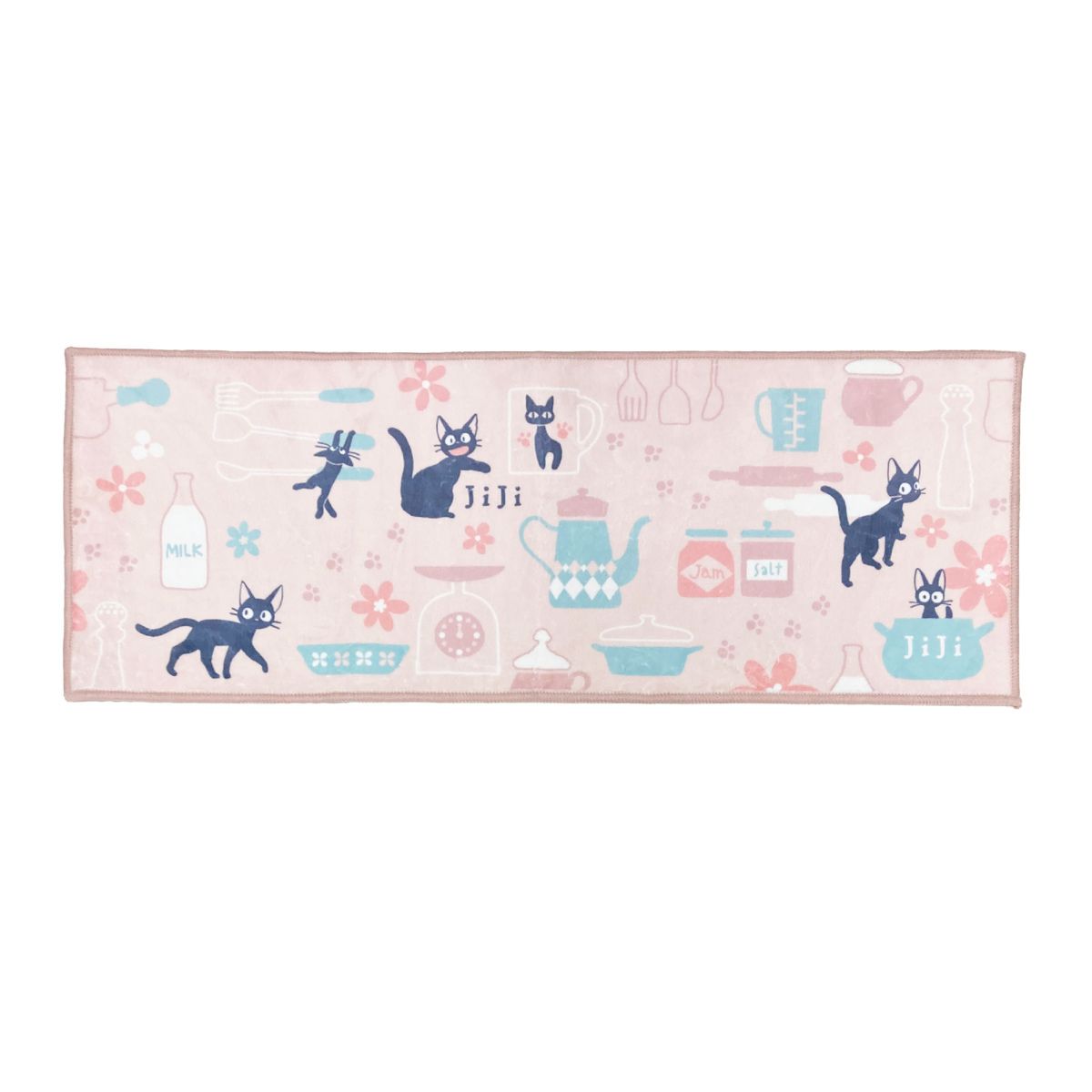 ロングマット キッチンマット 魔女の宅急便 ジジとキッチン ロングマット 45×120cm ピンク （ 45cm 120cm ジジ ジブリ 洗える 滑り止め キャラクター キッチン マット 台所マット キッチン用マット キッチンラ キッチンマット ジブリ ジジ 黒猫 PVC 拭ける 防水
