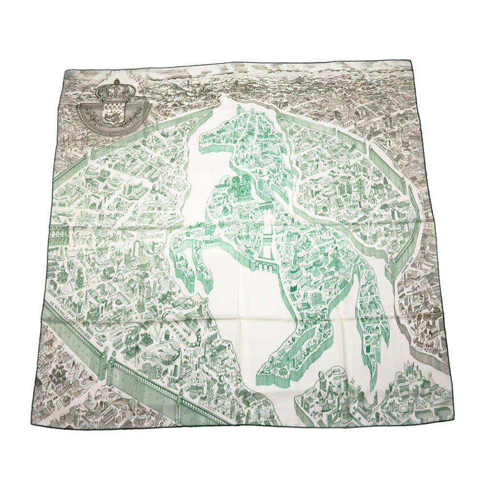 名東】エルメス カレ140 スカーフ LA NOUVELLE カシミヤ シルク マルチ