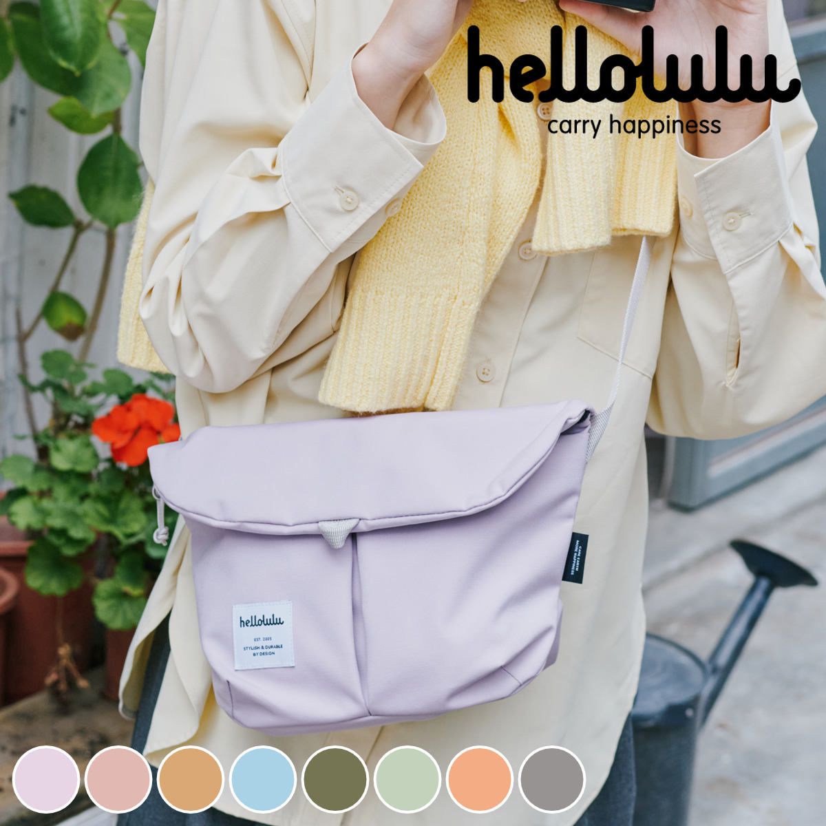 ショルダーバッグ hellolulu ミニ カセン MINI KASEN （ ハロルル バッグ レディース メンズ ミニショルダー かばん 鞄 クロスボディ 軽い 斜め掛け クロスバッグ ポシェット 小さめ 撥水 かぶせ ファスナー 内ポケット おしゃれ ）)