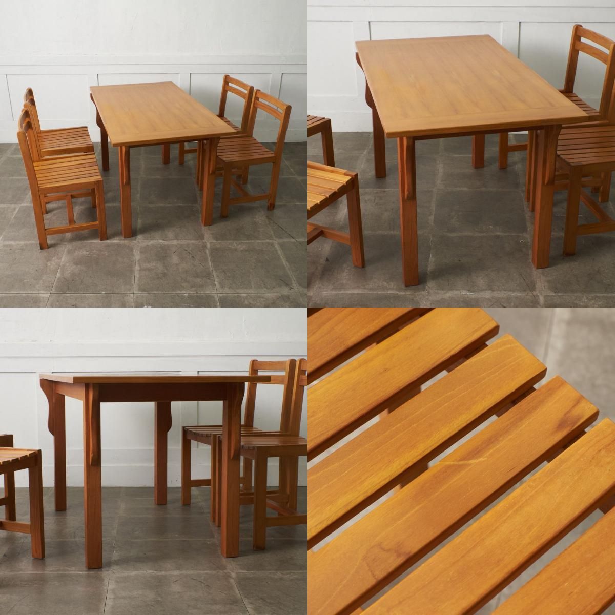 送料別売】5点セット SCANTEAK チーク材 ダイニングテーブル