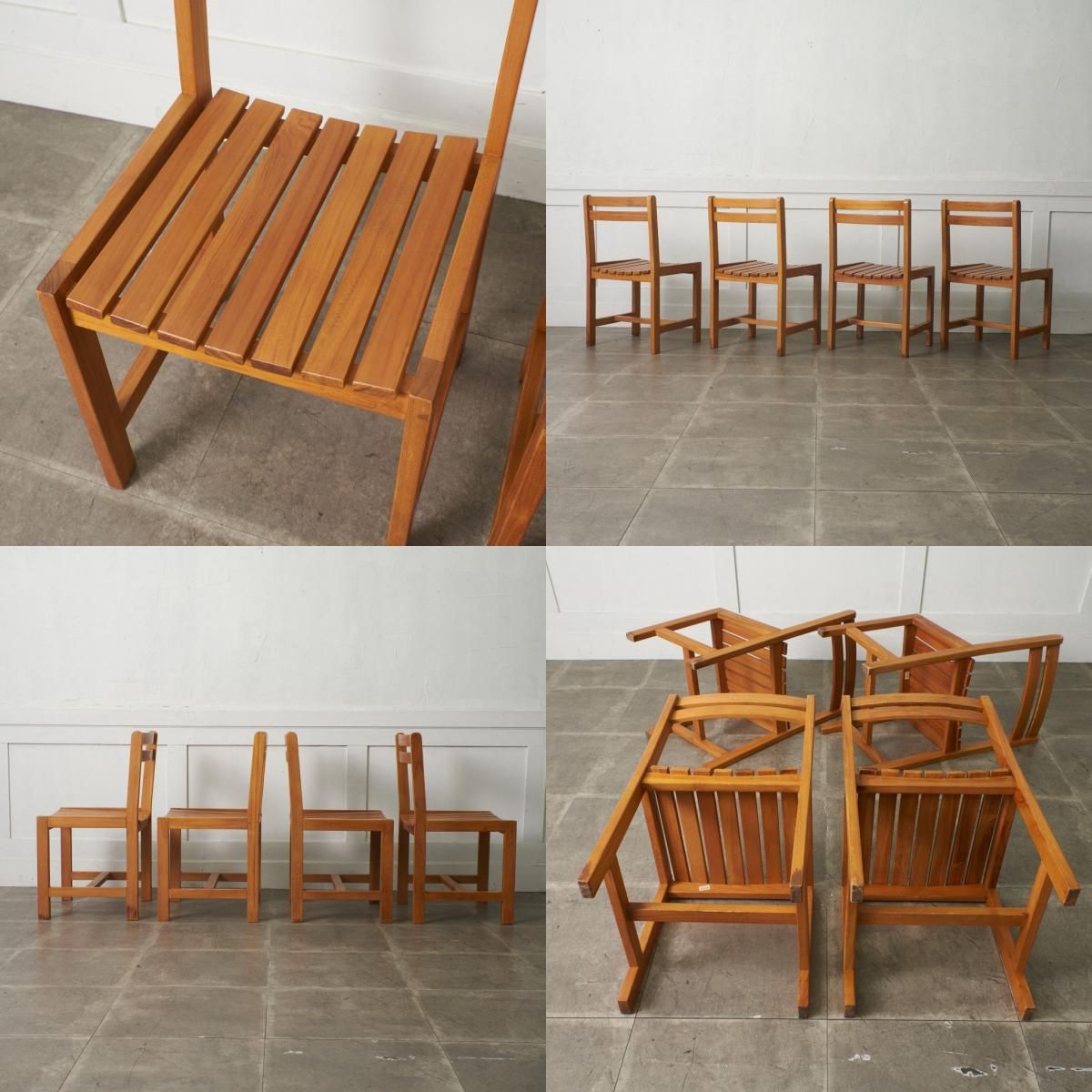 送料別売】5点セット SCANTEAK チーク材 ダイニングテーブル