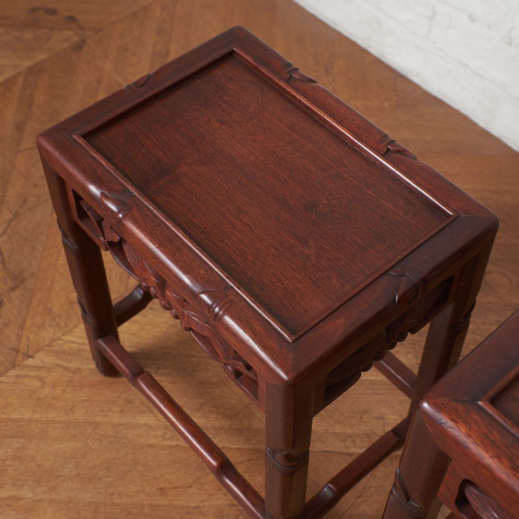 唐木家具 花梨 4連 ネストテーブル 花台 飾り台 カリン 無垢材 飾台