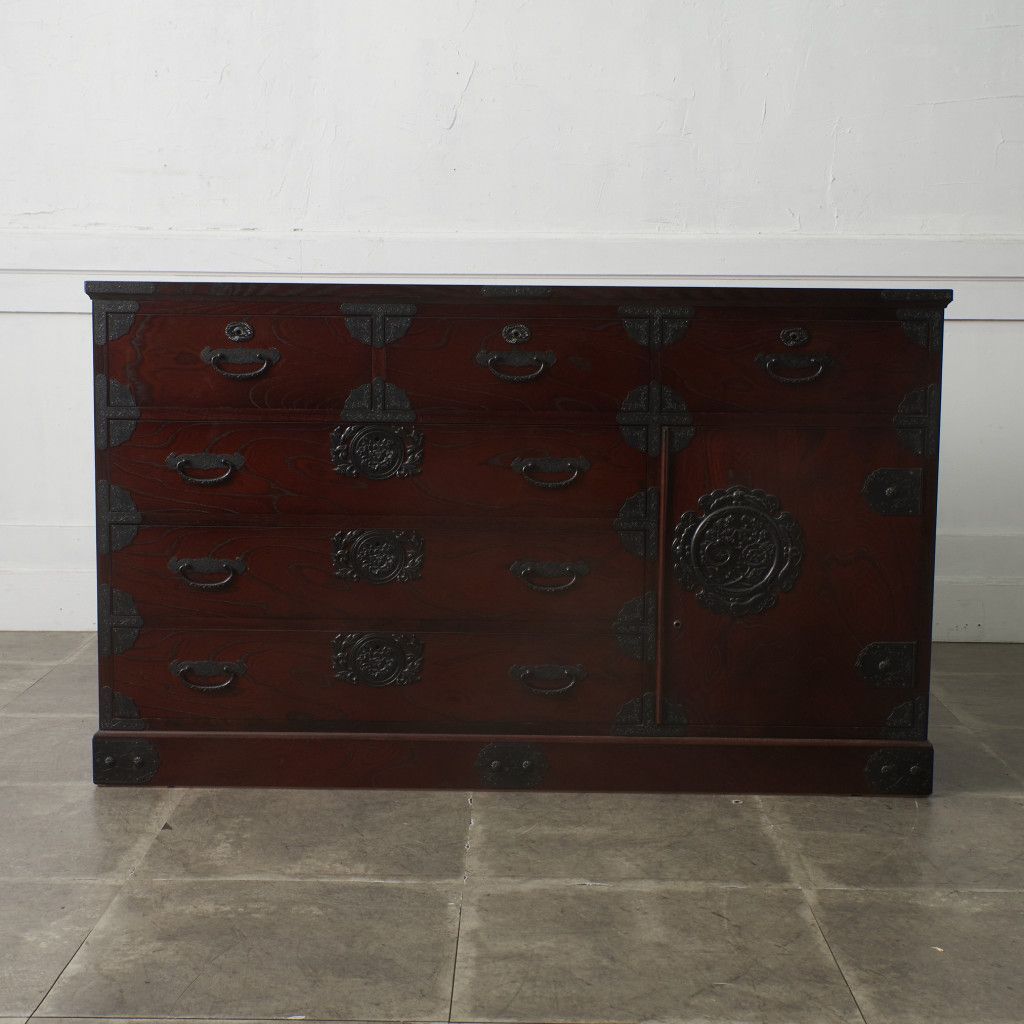 筑後民芸家具 ケヤキ サイドボード 欅 飾り棚 整理タンス キャビネット