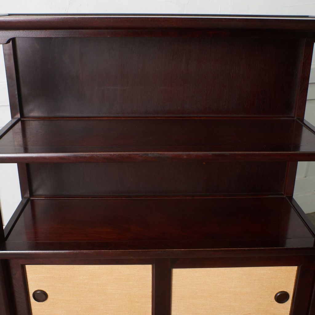 九州民芸家具 くず布張 飾り棚 茶棚 茶箪笥 樺 和家具 天然木 飾棚