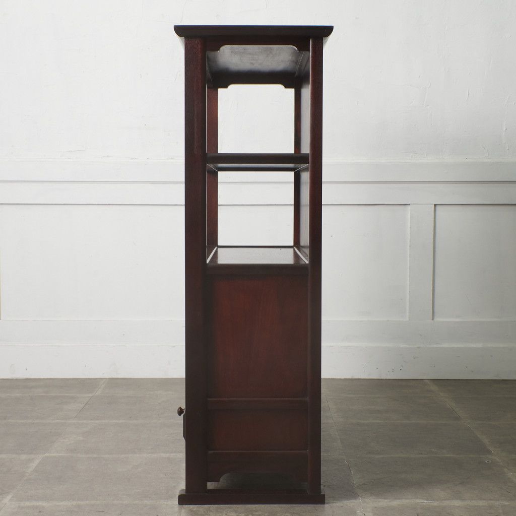 九州民芸家具 くず布張 飾り棚 茶棚 茶箪笥 樺 和家具 天然木 飾棚