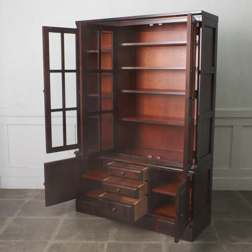 北海道民芸家具 本箱 #118 書棚 3面扉 本棚 カップボード 飾り棚 食器