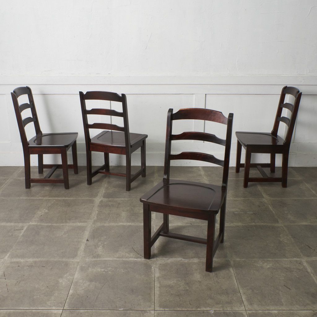 4脚セット 北海道民芸家具 ラダーバックチェア HM620 樺 無垢材