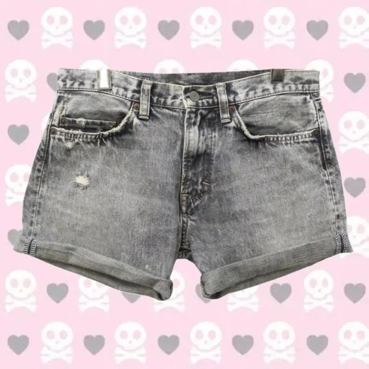 日本 ヴィンテージ y2k デニム ハーフパンツ ショートパンツ グレー