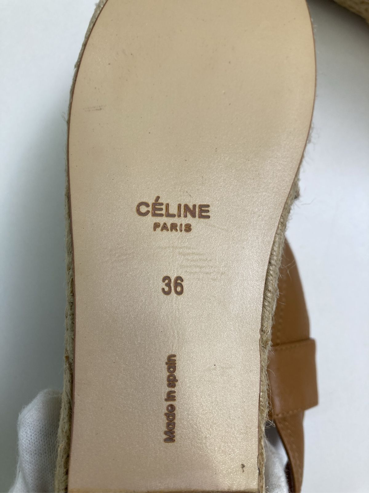 CELINE セリーヌ サンダル 36 ブラウン 麦わら・ストロー 無地